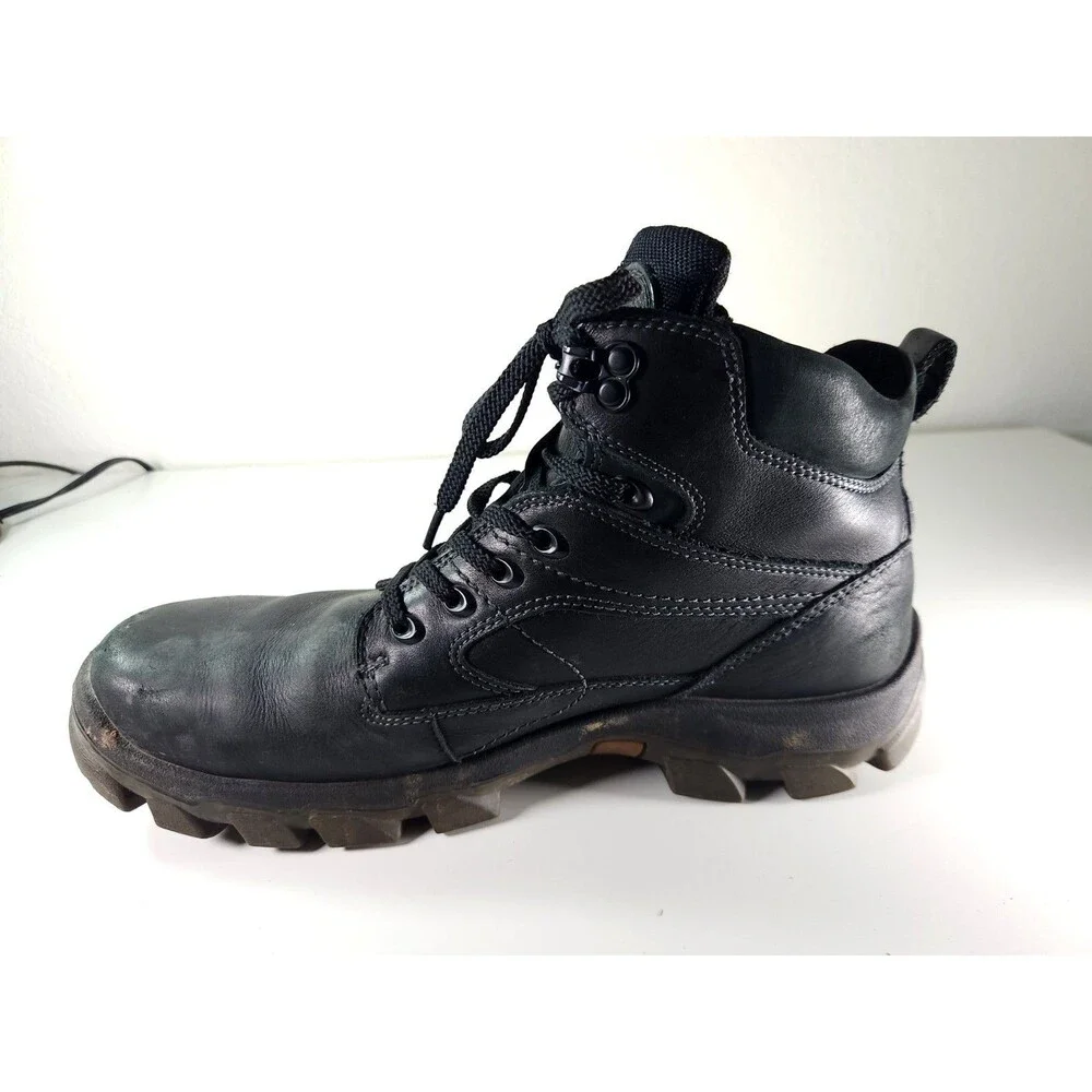 VTG ECCO Outdoor Boots Men's US 11 Black Leather Latex Lug Sole Damaged As-Is